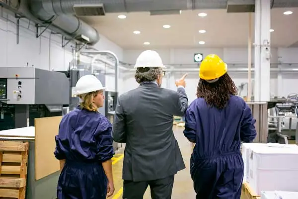 team inspecting warehouse